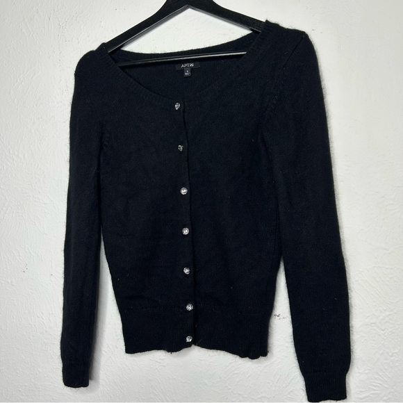 Apt 9 Angora Sweater Crystal Buttons Rhinestone Blackk Size Small - Picture 5 of 9